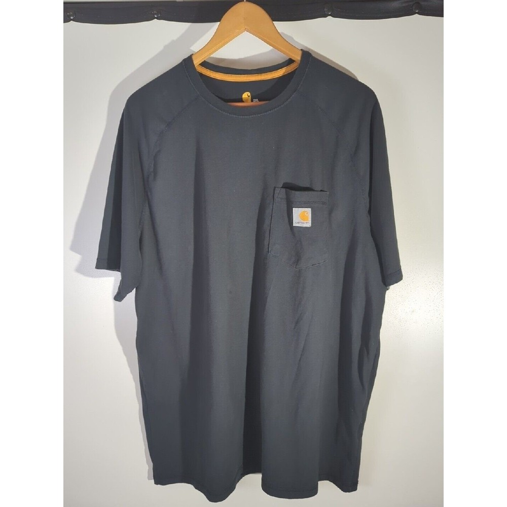 CARHARTT BLACK MEN'S RELAXED FIT HEAVY SHORT-SLEEVE POCKET T-SHIRT SZ 2 XL